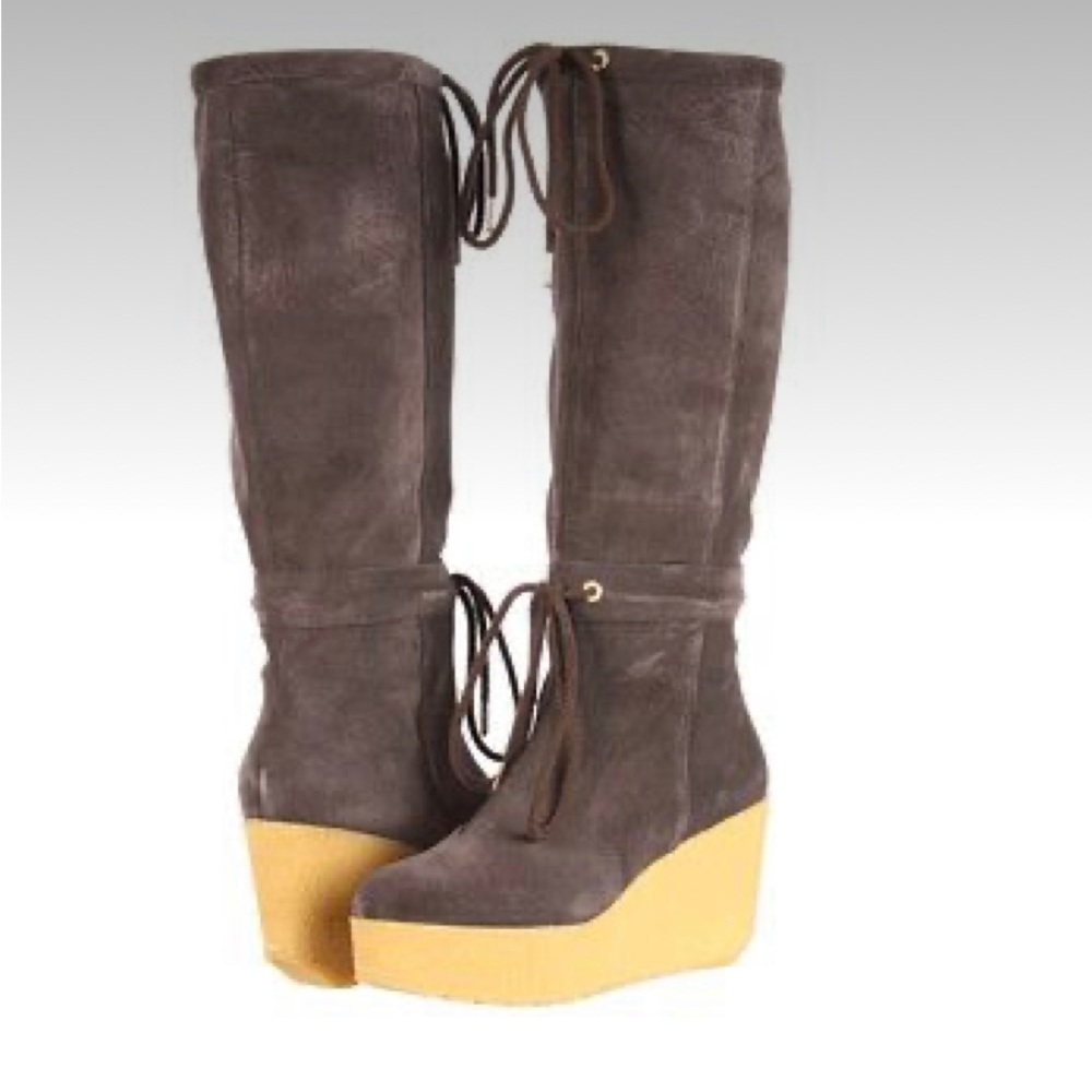 Rockport Cedra Brown Suede Scrunch platform boot size 7 almost new winter Boho